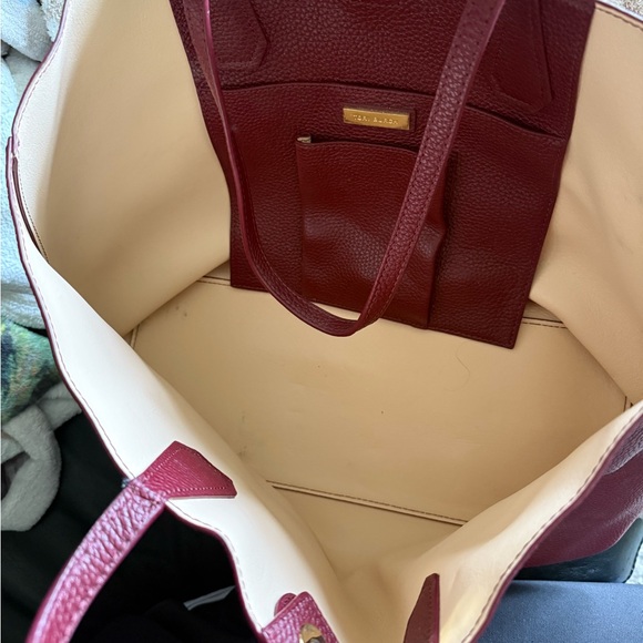 Tory Burch Burgundy Leather Tote Bag